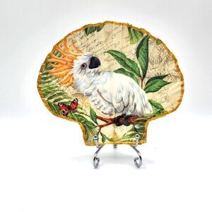 Decoupage Scalloped shell White Parrot